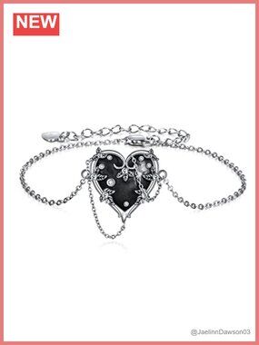 Sterling Silver Witches Heart Bracelet Gothic Jewelry Gift